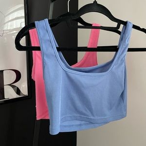 Two piece set!! Blue and pink super cute tank tops